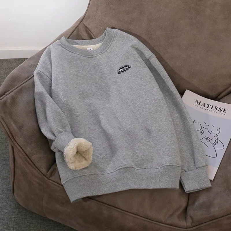 CGC Autumn Winter Plus Velvet Thicken Women Sweatshirts Lambswool O-Neck Hoodies Korean Fashion Loose Pullovers Female Clothing