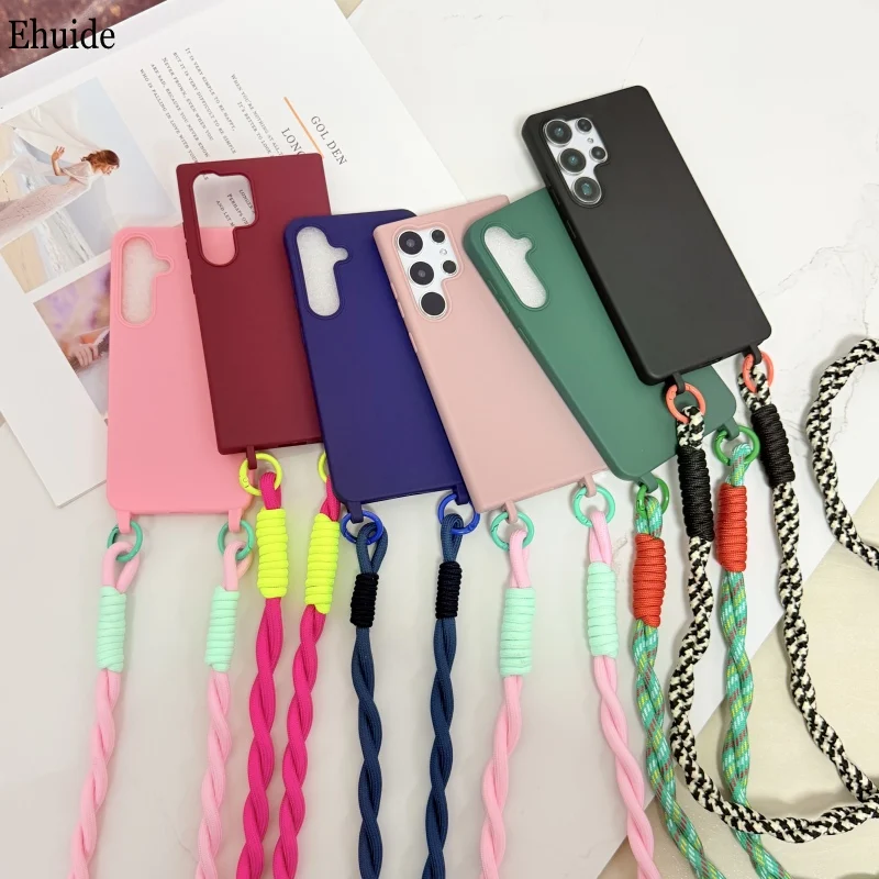 Enhanced Shockproof Crossbody Lanyard Case with Candy Soft Cover and Neck Strap