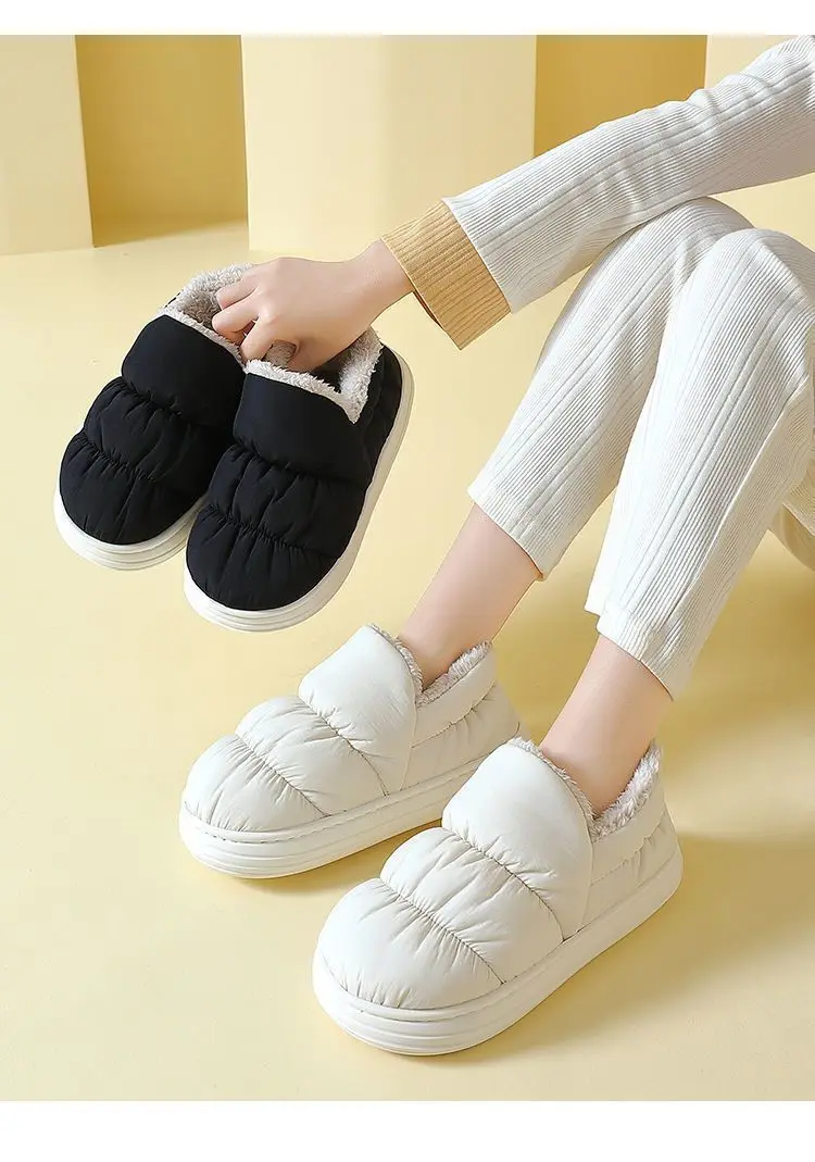 Shevalues Winter-Hausschuhe aus Daunenstoff für Damen, Plattform, weiche Sohle, für den Innenbereich, Plüschfutter, Outdoor-Damen-Baumwollschuhe – Detail 9