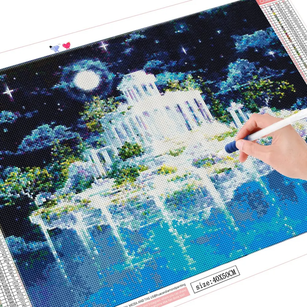 Full Square Diamond Painting Castle 5D Mountain Diamond Embroidery Mosaic Landscape Home Decoration