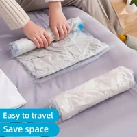 5Pcs Travel Roll-Up Compression Bags Reusable Vacuum Storage Bag Saves 80% of Storage Space Roll-Up Compression No Need Air Pump 2