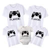 Player 1/2/3/4 Funny Father Daughter Son Family Look Shirt Cotton Short Sleeve Tee For Daddy Baby Romper Family Matching Clothes 4