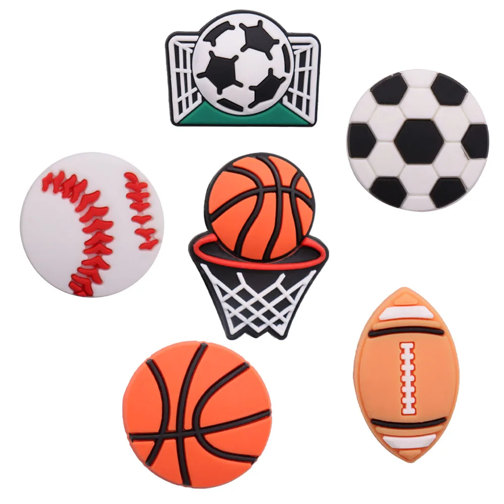 1 Stück PVC Schuh Charms Sport ball Fußball Baseball Rugby Basketball Schnalle Clog Fit Armbänder Gartens chuhe Knopf Dekorationen