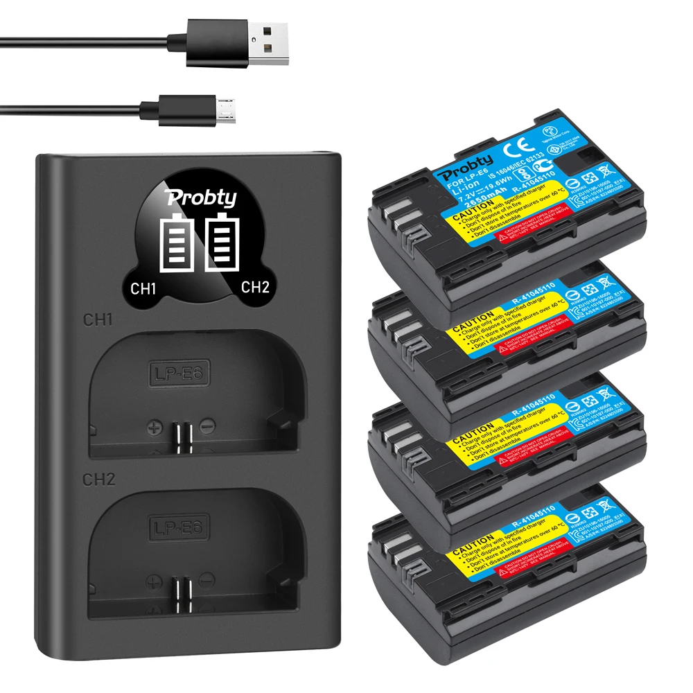 Per Canon Lp E6 Lp-E6 Lp E6N Batteria 2650Mah Per Canon 5D Mark Ii Iii Iv, 80D, 70D, 60D, 6D, Eos 5Ds, 5 D2, 5 D3, 5Dsr, 5 D4 Fotocamera