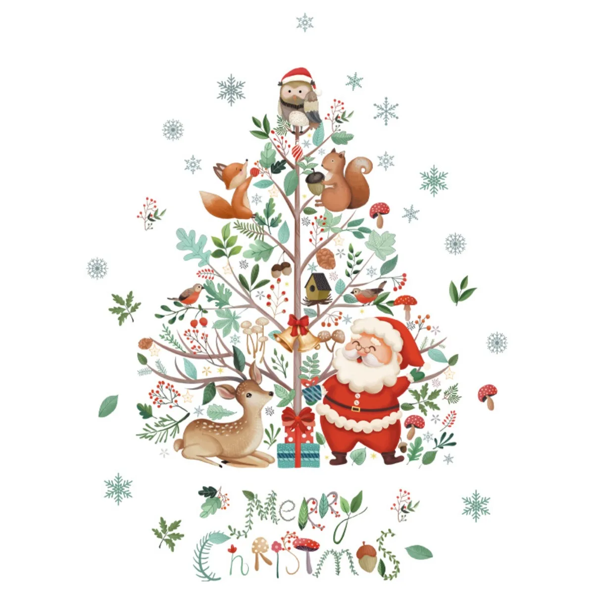 Christmas Decoration Window Stickers Santa Christmas Tree Window Glass Decal Poster New Year Decoration