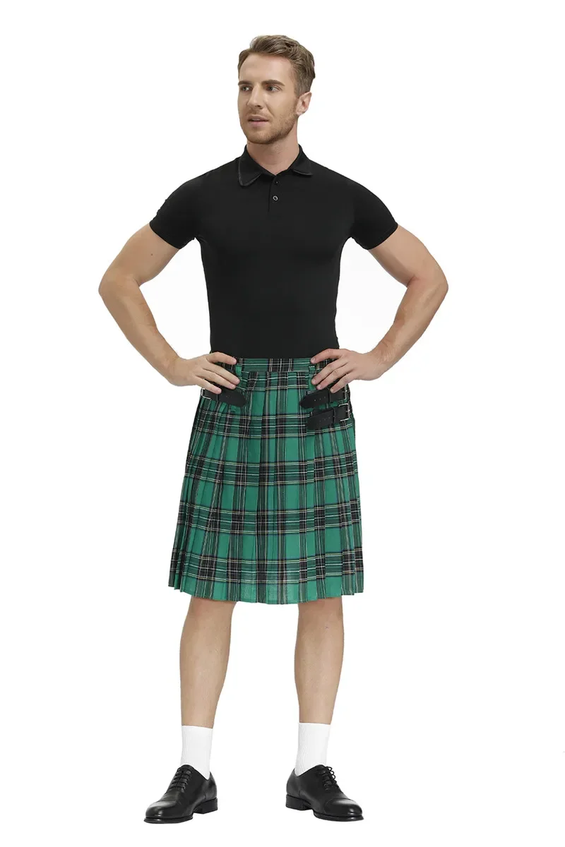 Men's Plaid Pleated Skirt Scottish Holiday Kilt Costume