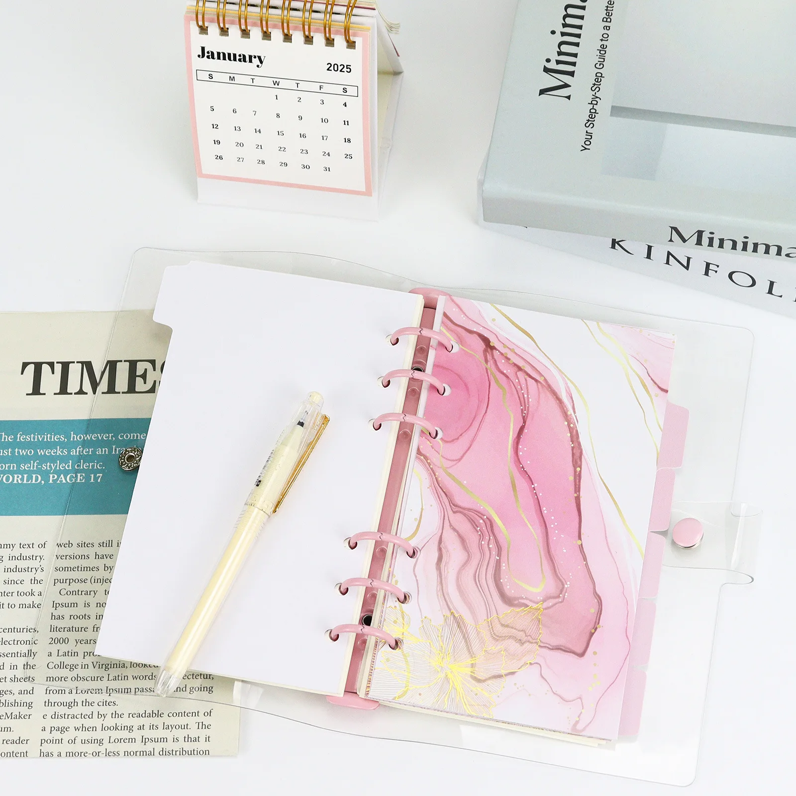 Marble Stamping Loose Leaf Index Page Divider