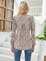 Women's Long Sleeve Casual Blouses Dressy Tunic Top V Neck Button Office Wear Fall Winter - Image 3