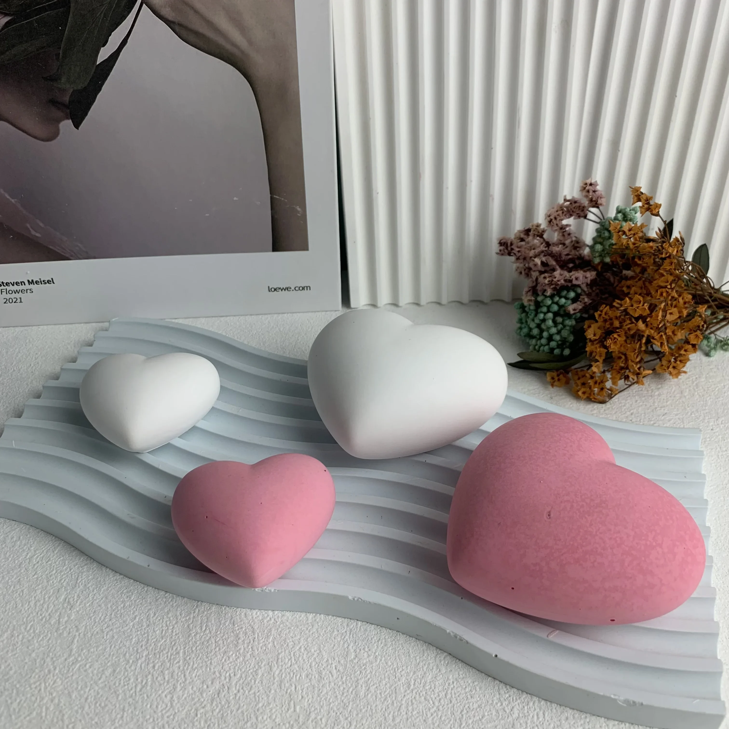 3D Love Heart Silicone Candle Mold DIY Aromatherapy Plaster Soap Mold Home Decor Ornament Handmade Candle Making Resin Molds