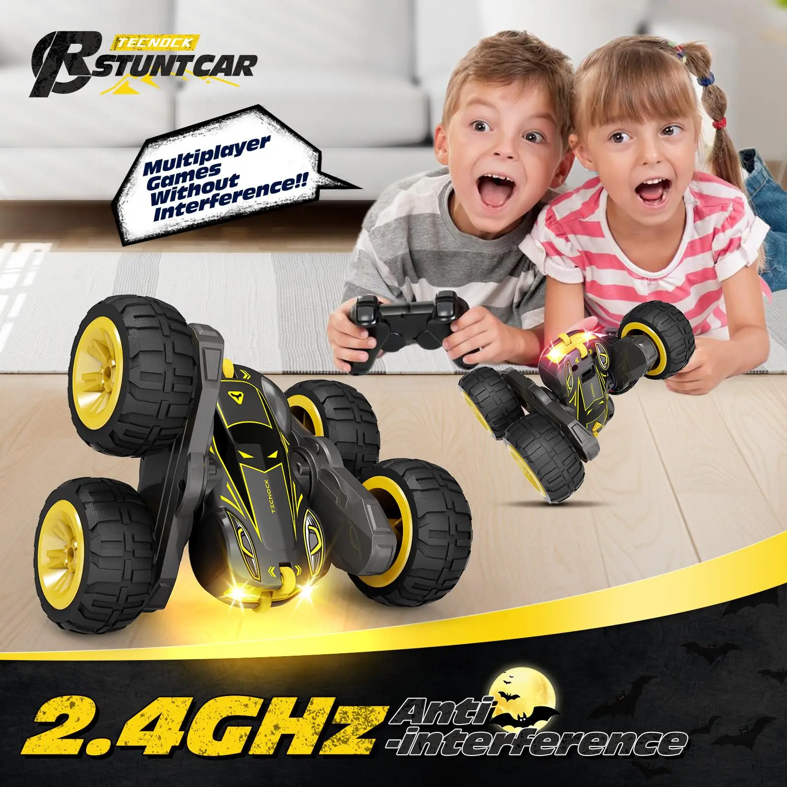 Sinovan Remote Control Car for Kids, 2.4GHz RC Car with Type-C Charging, 4WD Double Sided 360° Rotates&Flips RC Stunt Car Toys 6