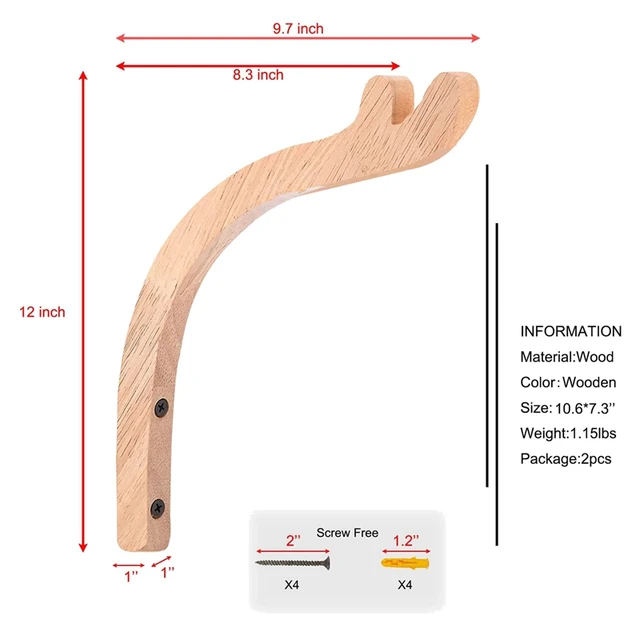 2 Pack Plant Hooks For Hanging Baskets,Wooden Plant Wall Hanger