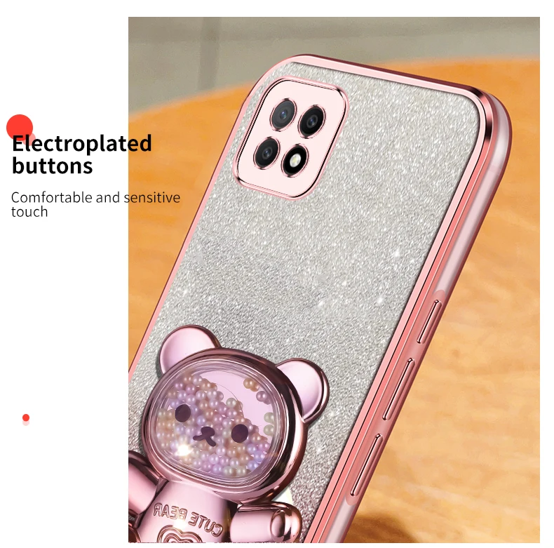 Coque de téléphone avec support à paillettes, ours mouvant, A 72, pour Oppo A78, A58, A97, A93, A92, A96, A95, A91, A74, A72, A83, A94, 4G, 5G_voghion.com