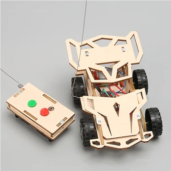 Auto telecomandata in legno Assemblaggio fai-da-te Auto da corsa STEM Giocattoli educativi Kit di esperimenti scientifici scolastici per bambini Regali per adolescenti