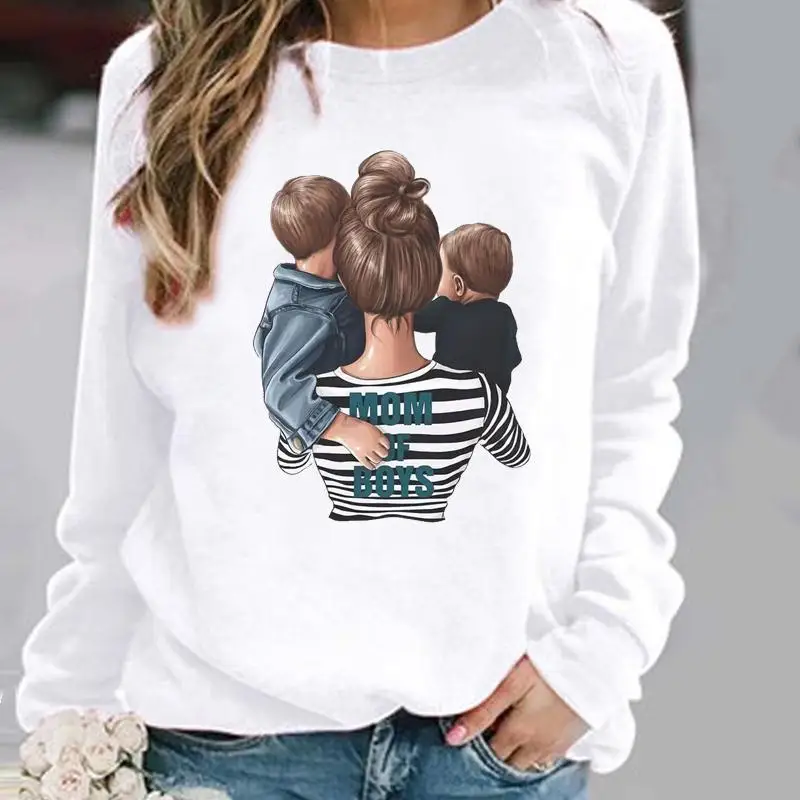 

Woman Pullovers Casual Clothing Ladies Spring Autumn Striped Mother Mama Mom Cute Winter Hoodies Womens Female Sweatshirts