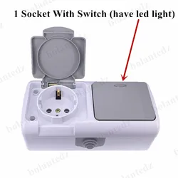 Waterproof Surface-Mount Dual Germany Schuko Socket with Earthing, IP54 Rated (Type 3)