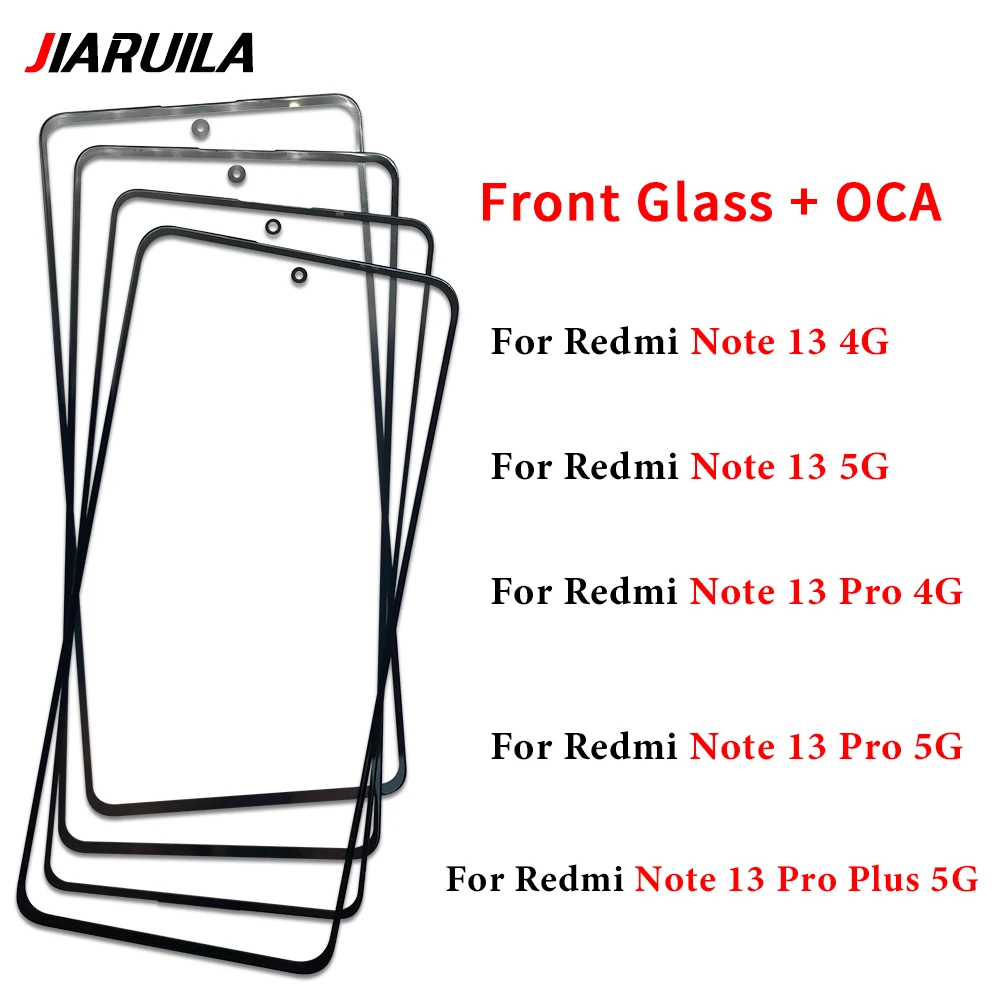 LCD Display Replacement Glass Screen Replacement Touch Screen Digitizer Replacement Glass With OCA for Xiaomi Redmi Note 13 Pro Plus 5G 4G Front Touch Screen Lens Glass with OCA Rplacement