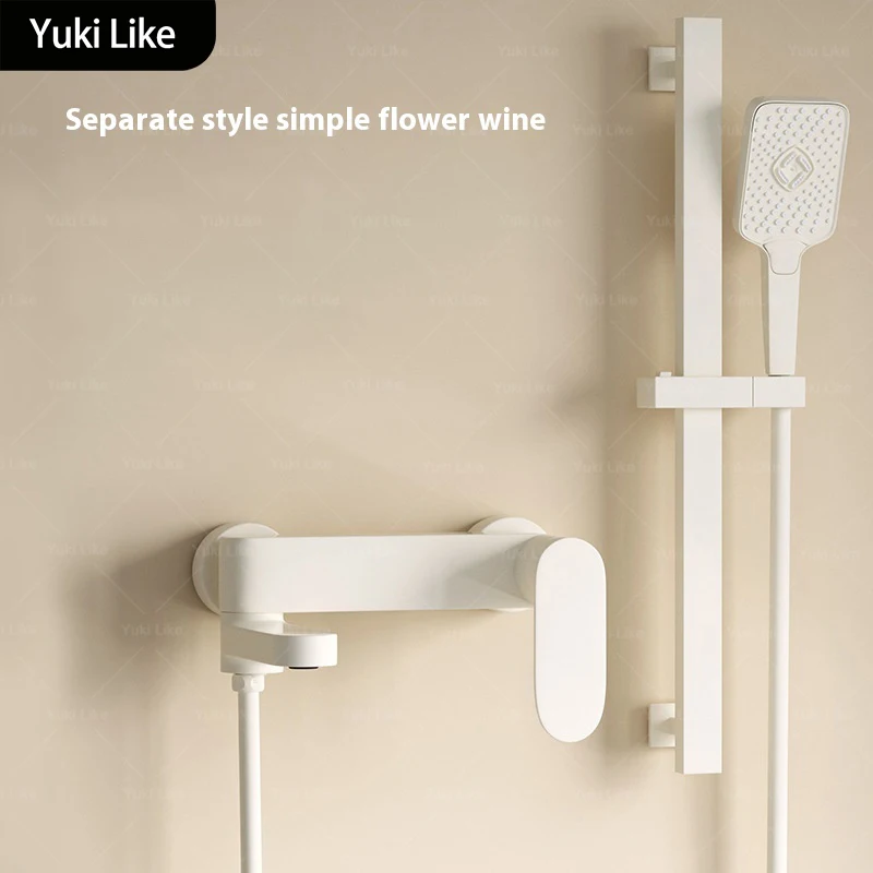 Milky White แยกชุดฝักบัวเรียบง่ายห้องน้ํา Liberty ติดตั้งมัลติฟังก์ชั่นพับ Underflow ก๊อกน้ําระบบชุด 1