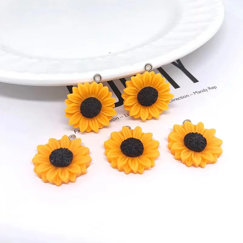 10pcs 25/30mm Simulation Sunflower Cute Charms For Pendant DIY Earrings Necklace Jewelry Accessories Finding