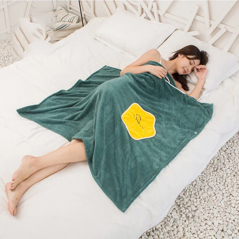 Bath Skirt Coral velvet bath towel bath skirt Thickened absorbent bathrobe bath skirt Home suspenders wearable female bathrobe 4
