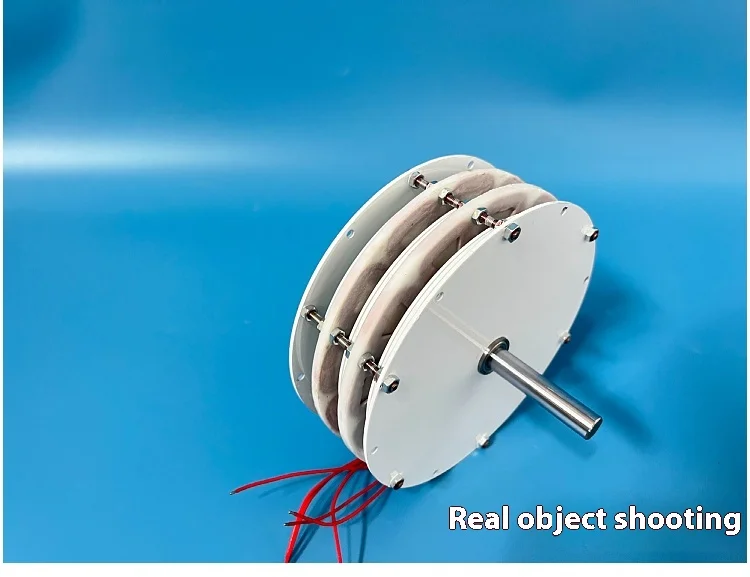 Double-layer stacked 200W * 2 permanent disk coreless generator with high effici