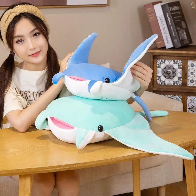 Kawaii Devil Ray Rajiformes Cute Mobulidae Plushies Pillow Cartoon Fish Manta Ray Plush Toy Stuffed Soft Marine Life Dolls Gifts