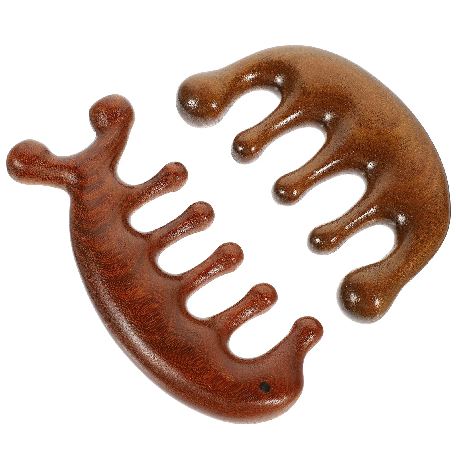 

2 Pcs Scalp Massagers Hair Comb Body Wide Tooth for Curly Detangler Wood Wooden Women