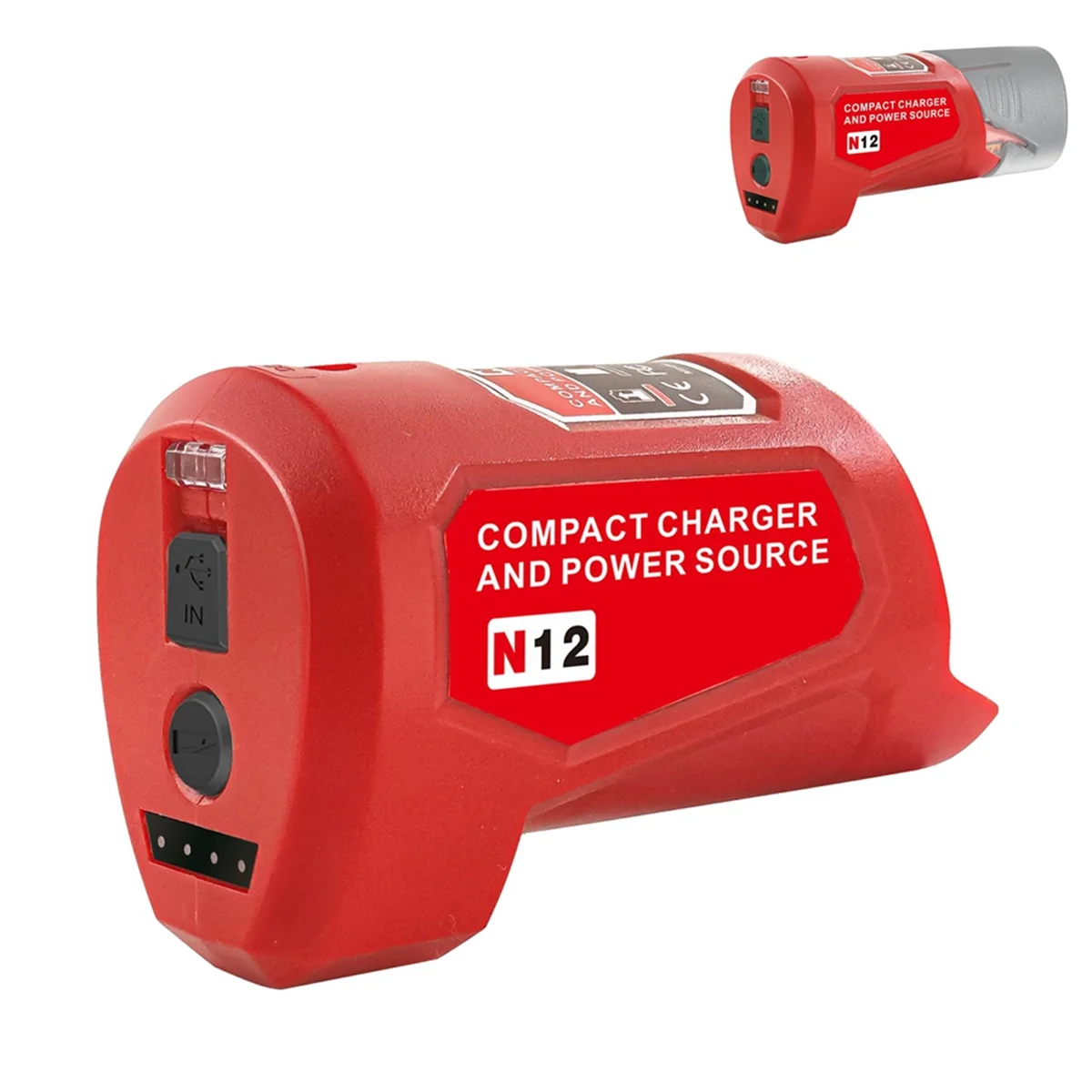 A46T N12 แหล่งจ่ายไฟแบตเตอรี่อะแดปเตอร์สําหรับ Milwaukee 12V M12 แบตเตอรี่ล้ออะแดปเตอร์ชาร์จ 12V DC พอร์ต USB2.0 พอร์ต 1