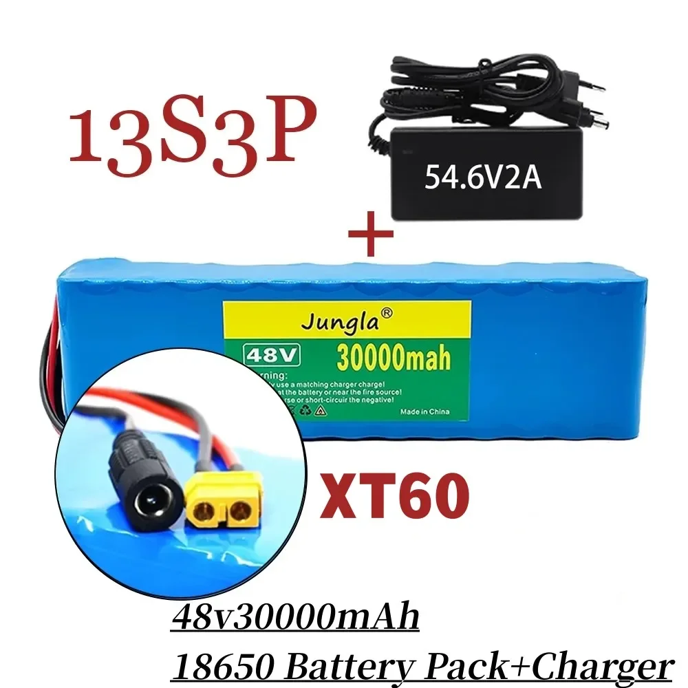 

13S3P 48v 30Ah Lithium Ion Battery Pack 48v 30000mah 1000w for 54.6v E-bike Electric Bicycle Scooter with BMS+charger