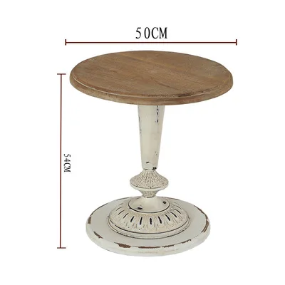 Distressed Metal Round Table - Industrial Coffee Table & Side End Table for Cafe B&B, Vintage Living Room Decor with Iron Base