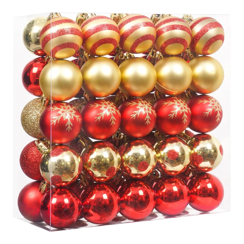 Weihnachtskugel-Set, Weihnachtsdekoration, goldfarbener roter Weihnachtsbaum, hängende Verzierung, Festival, Party, Anhänger, Zuhause, Wohnzimmer, Dekor – Detail 5