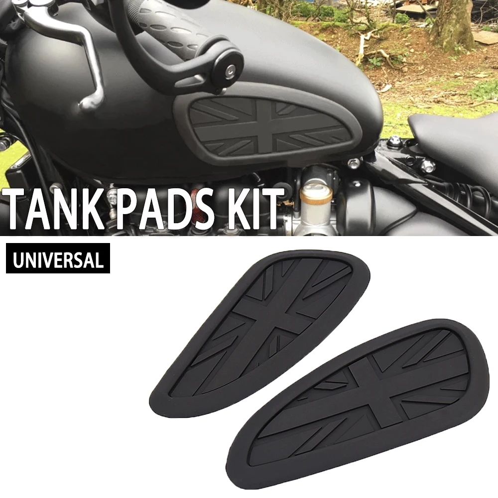 Motorcycle Black Gas Fuel Anti Slip Tank Pads Side Decals Sticker Universal For T120 T100 For Street T / Scrambler For Bobber universal motorcycle fuel tank racing sticker for triumrh se t100 black t120 classic roadster trophy