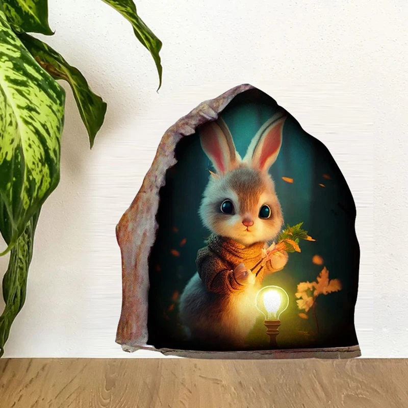 Mouse Hole Wall Stickers Waterproof Cartoon Home Decoration Living Room Funny Decals