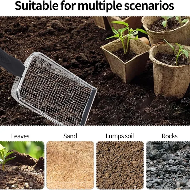 Soil Sieve for Gardening Garden Sieve with Handle Vegetable Planting Dirt Sieve Compost 3