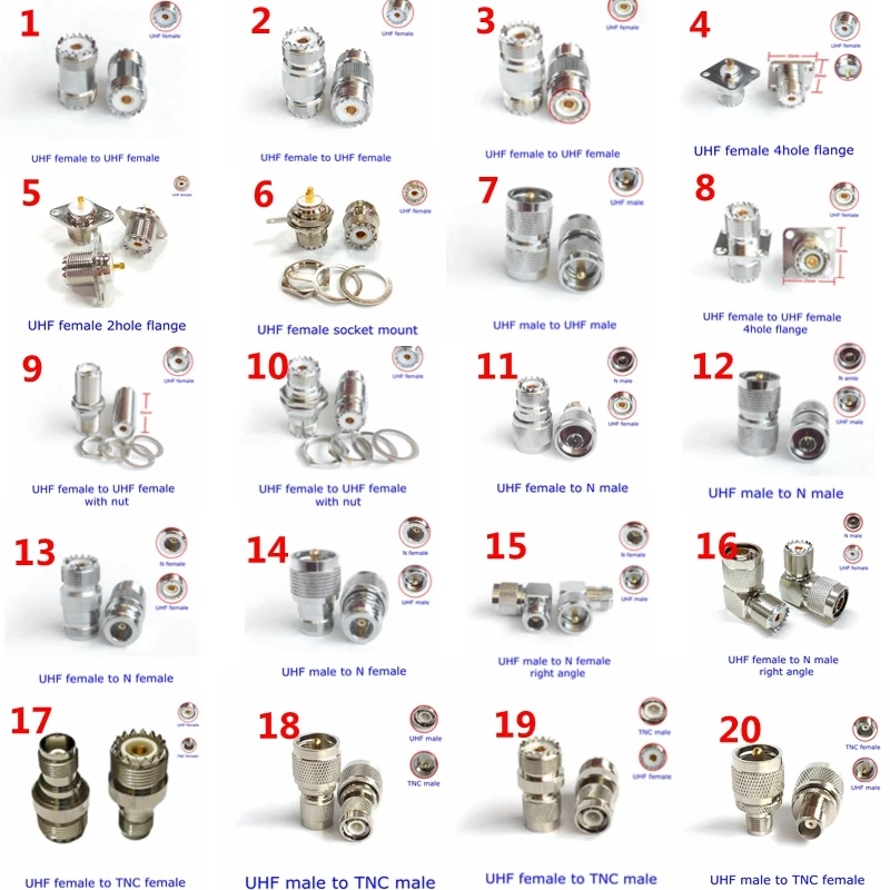 1 шт. UHF SO239 PL259 гнездовой разъем с креплением SL16 UHF SO-239 аналогично N Type TNC UHF мужской женский адаптер RF медь латунь