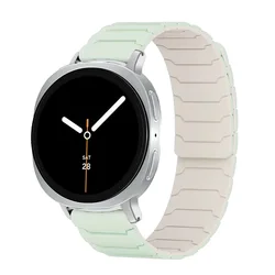 Magnetic Silicone Loop Strap - Breathable Replacement Band - Watch 9 8 40 - 44 - 46mm (A - Green Starlight)