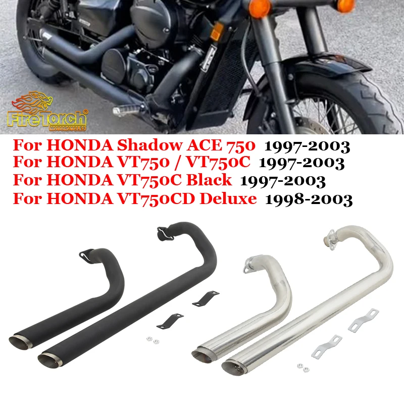 Для HONDA Shadow ACE 750 VT750 VT750C черный 1997 - 2003 для Honda VT750CD Deluxe 1998 - 2003 выхлопная система мотоцикла полная труба