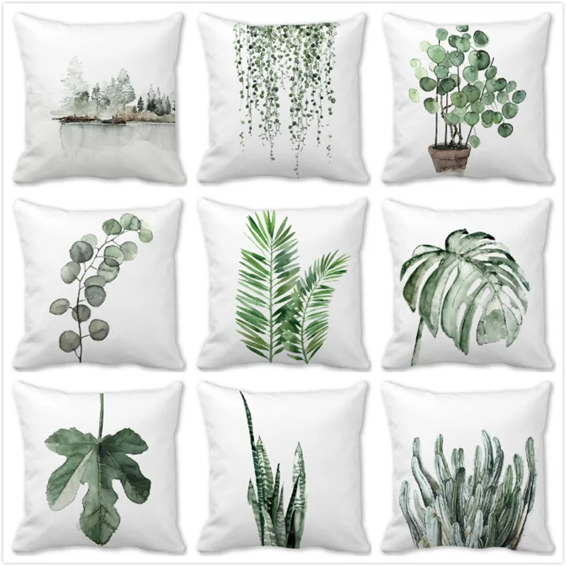 

Tropical Green Leaf Pillow Case Summer Plant Pillowcase Decorative Cushions for Elegant Sofa Garden Chair Sofa Pillow Cover