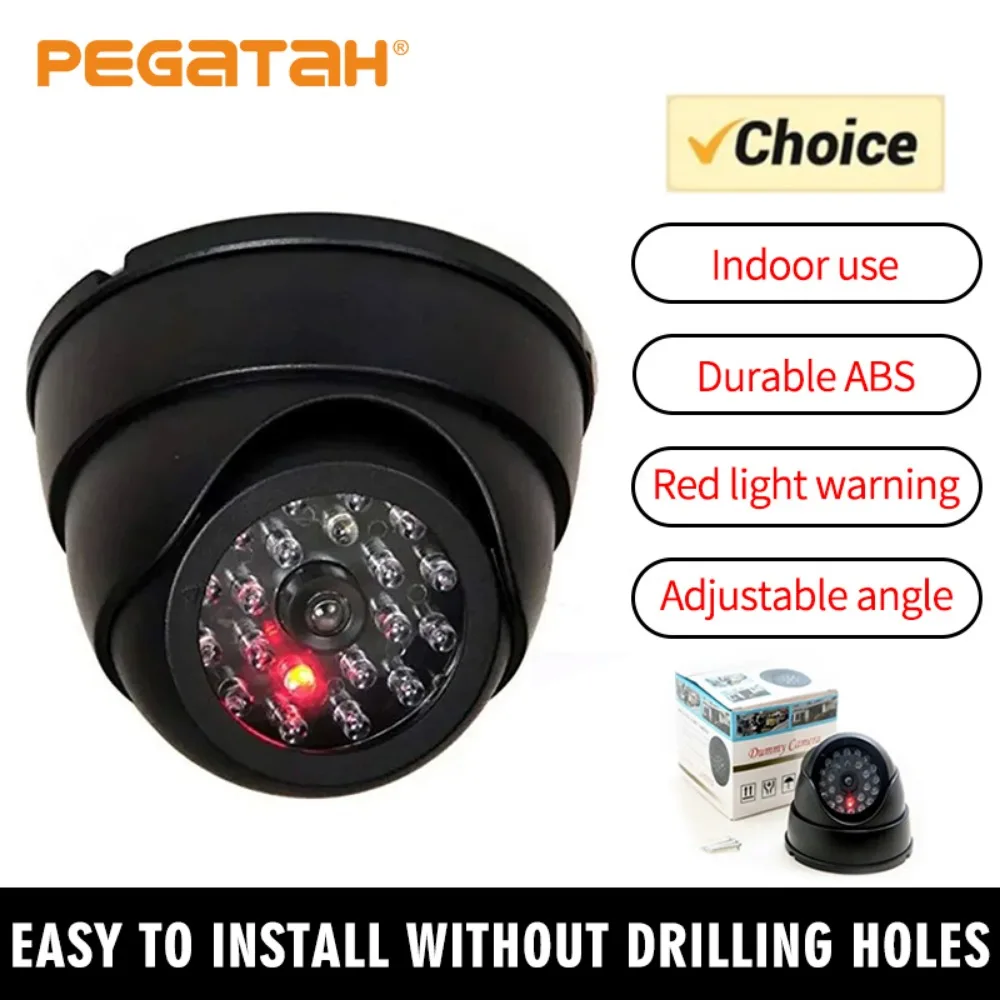 Surveillance Camera Fake CCTV Security Camera Red Flashing LED Light For Home Office Surveillance Security System Black/White Dummy Conch Camera