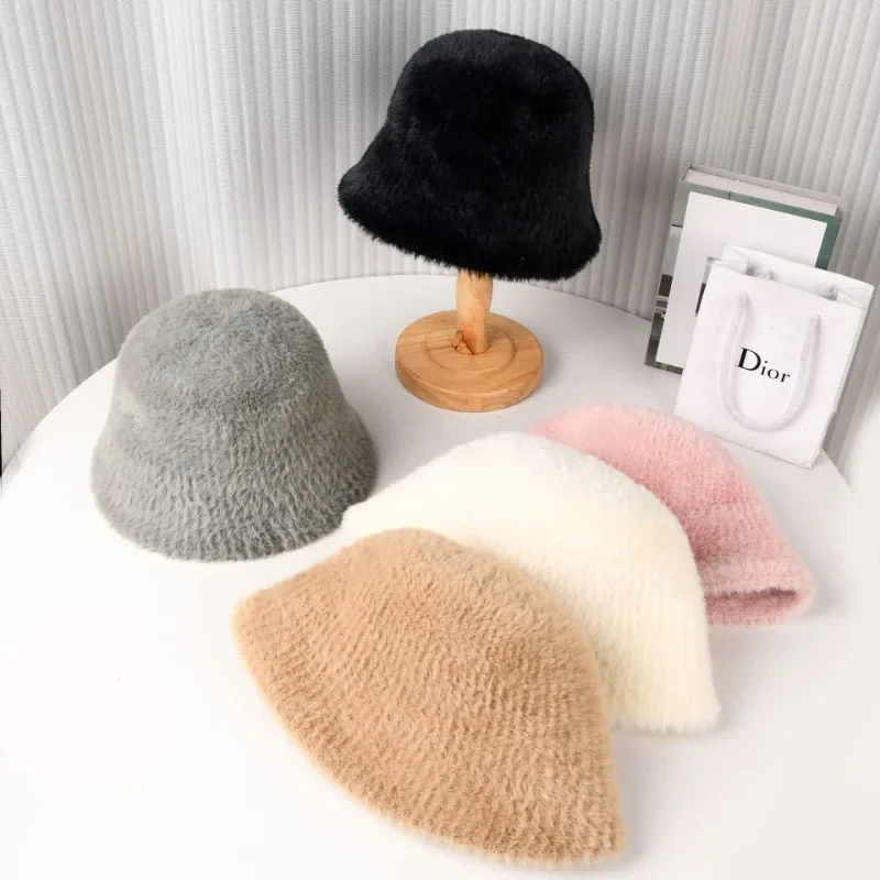 Internet Celebrity New Korean Version Plush Basin Hat Women's
