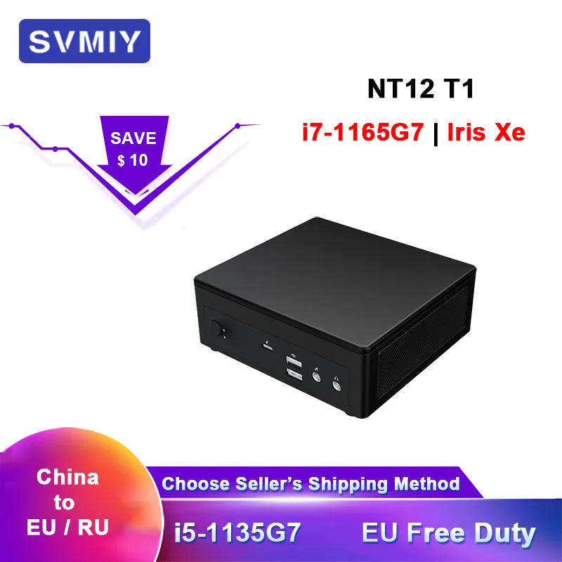 미니 PC 데스크탑 컴퓨터, 인텔 11 코어 i7 SVMIY NT12 T1 i7 1165G7, 16GB RAM 마이크로 미니 PC 시스템 유닛 itx pc