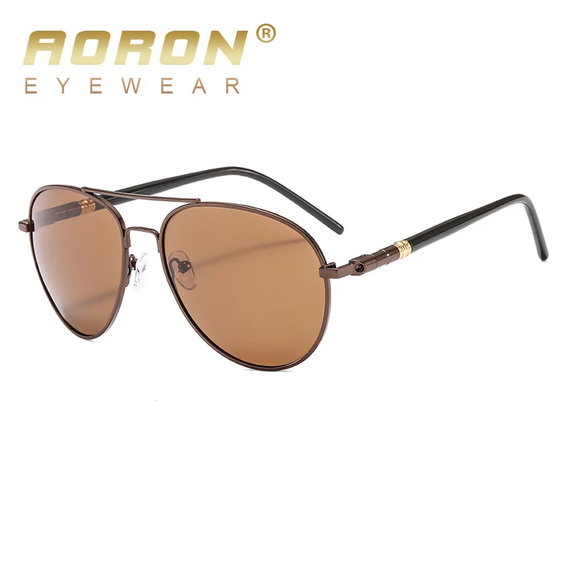 AORON Men Polarized Sunglasses Retro Classic Pilot Glasses Brand Goggoles  Leisure UV400 Protection Metal Frame Oculos de sol