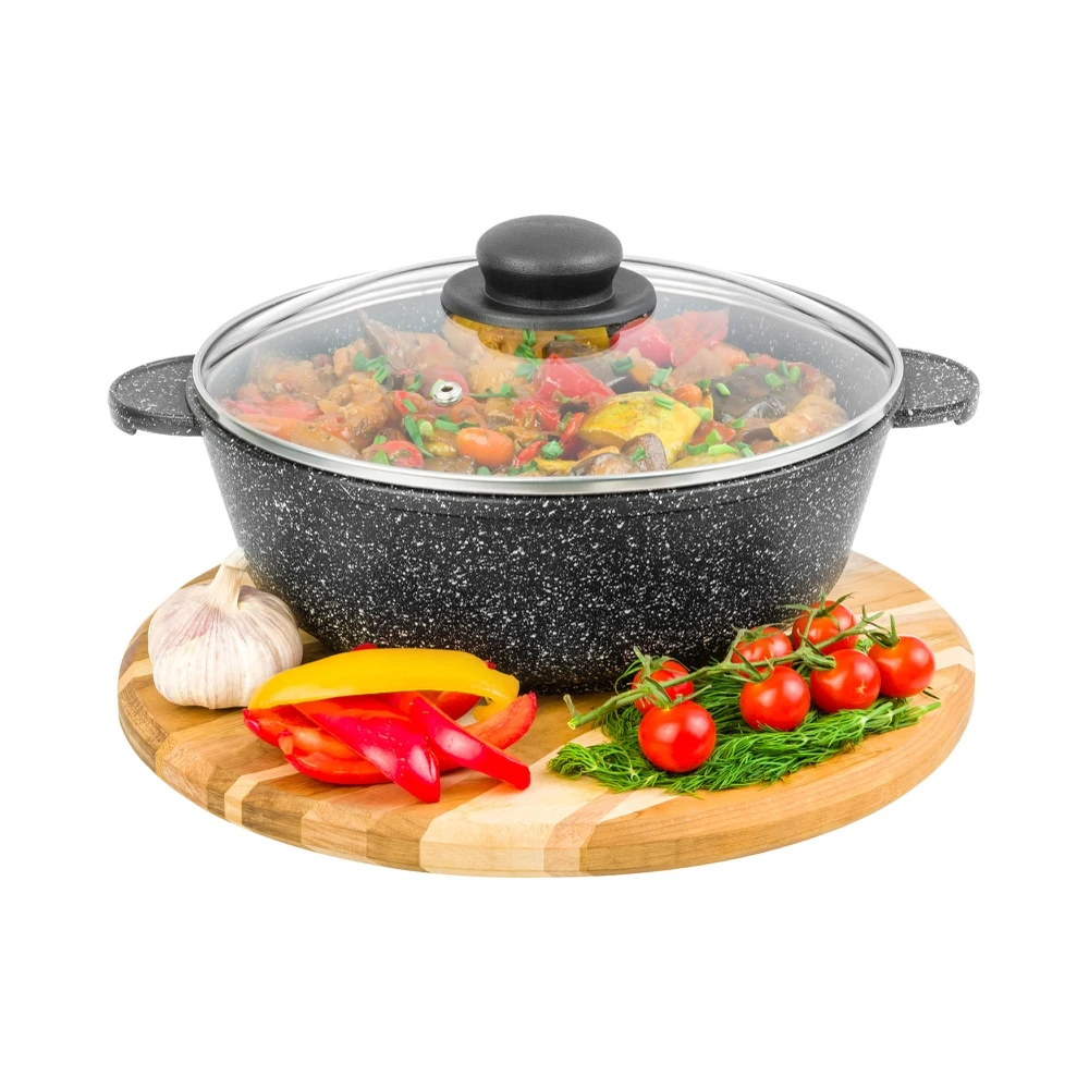 Жаровня (сотейник) &quotГранит мечта&quot с крышкой 24 см 3 литра |