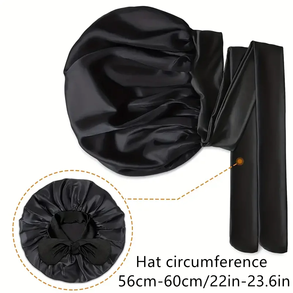 Satin Bonnet Silky Bonnet With Elastic Tie Band Adjustable Straps Hair Jumbo Size For Sleeping Satin Stretchy Tie satin bonnet hair bonnet silk bonnet satin nightcap sleeping cap