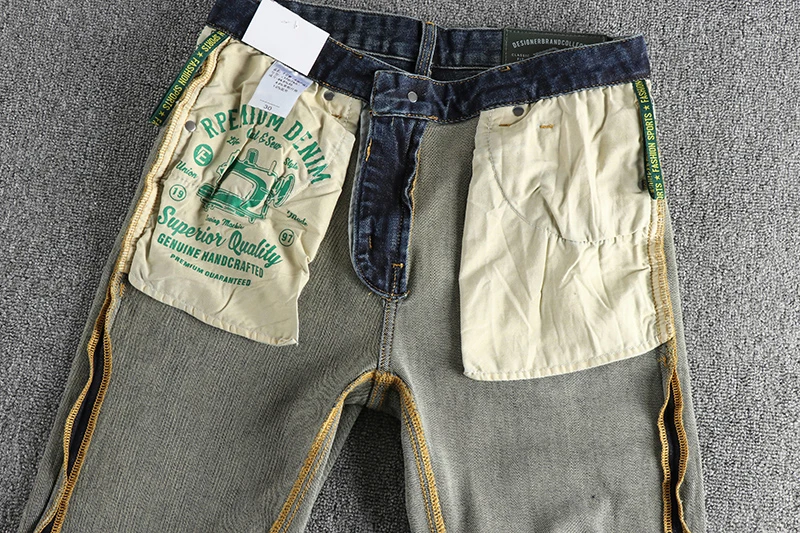 Waist Embroidery Denim Jeans for Men Dark Blue Washed Slim Fit Straight Pants Autumn Youth Male Cityboys American Vintage Casual 3
