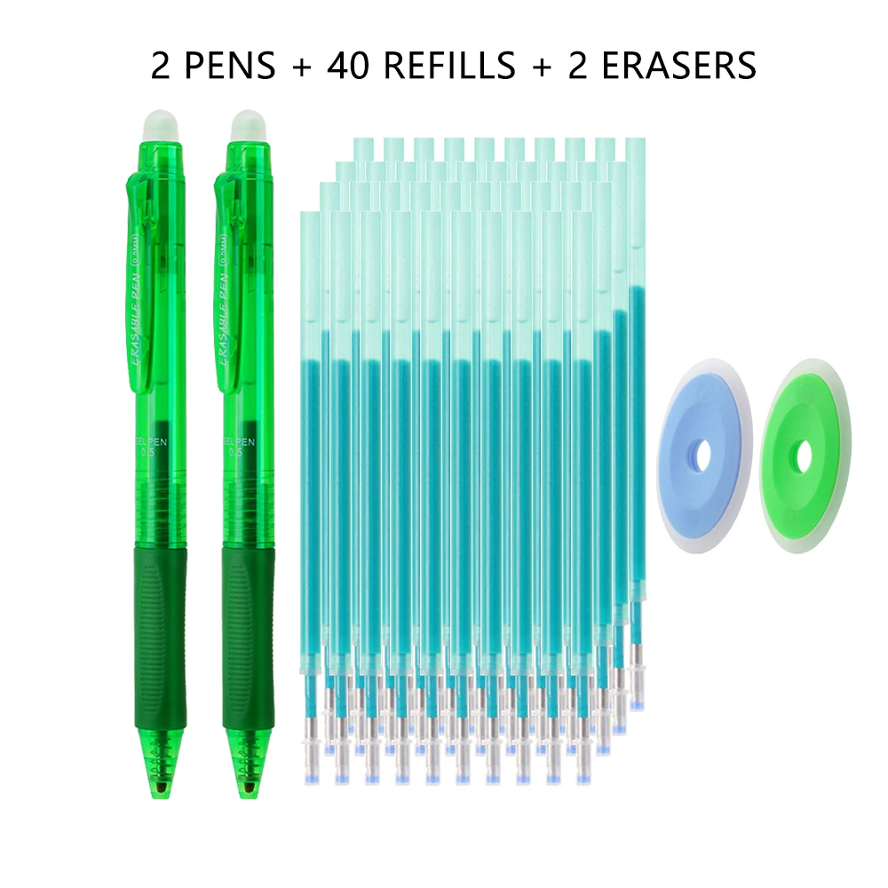 Premium 0.5mm Erasable Gel Pen Set with Built-in Top Eraser and Refill