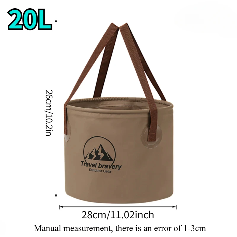 5/10/20L Folding Portable Bucket with Cover Car Wash Fishing Bathroom Tool Silicone Bucket Outdoor Camping Household Supplies ﻿
