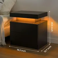 Nightstand Set of 2 LED Nightstand with 2 Drawers, Bedside Table with Drawers for Bedroom, Side Bed Table with LED Light, 2