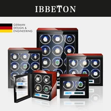 IBBETON Brand Automatic Watch Winder 3 4 6 9 12 Slot Mabuchi Mute Motor LCD Touch Screen and Led Light Wooden Watch Safe Box