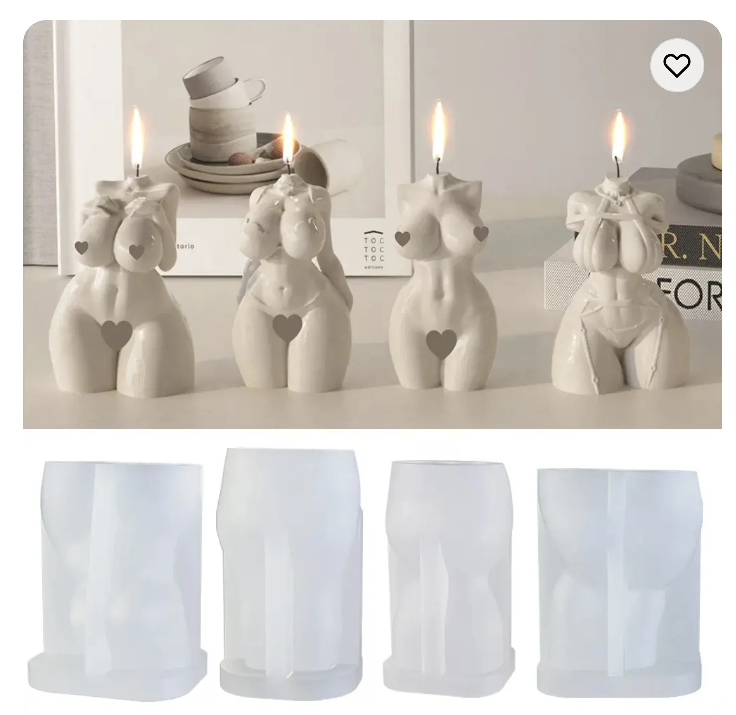 Women Sexy Body Silicone Candle Mold Scented Candle Making DIY Men Women'S Half Body Portraits Silicone Candle Plaster Mold