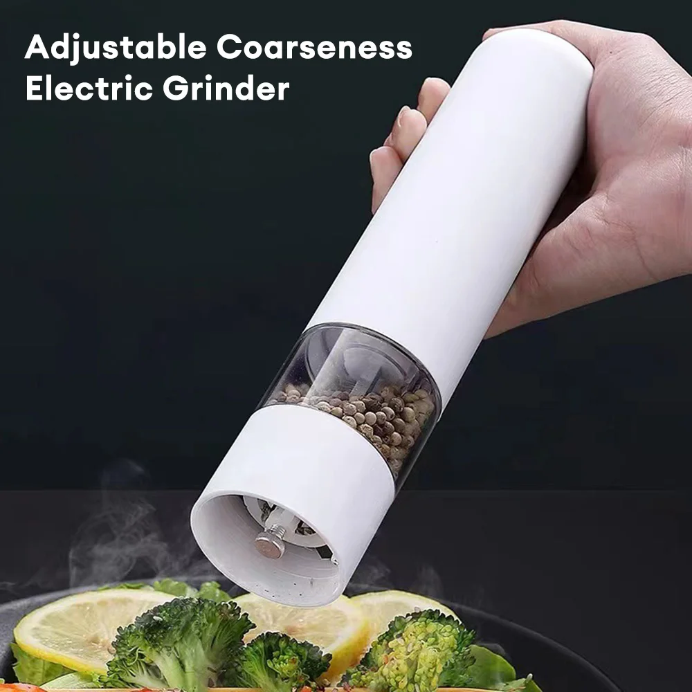 Salt and Pepper Grinder Electric Pepper and Salt Mill Grinder LED Light Cordless Adjustable Coarseness Spice Grinder Kitchen Cooking Helping Tool